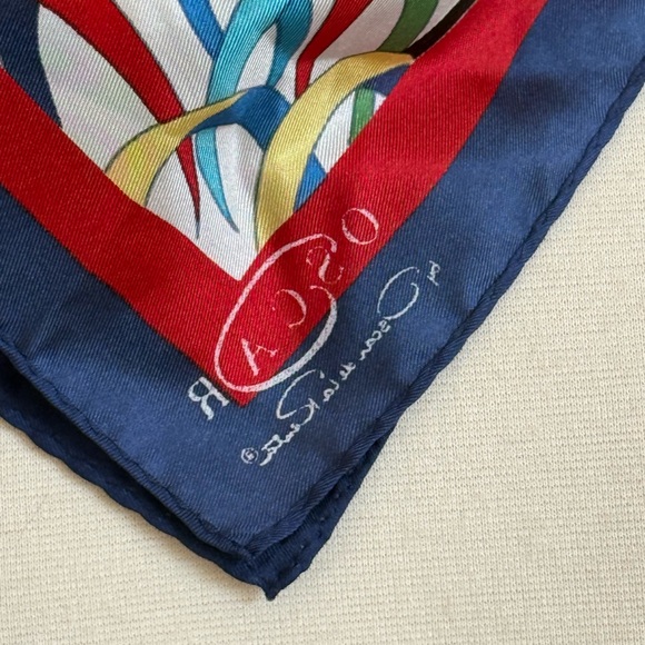Oscar de la Renta | Vintage Colorful Geometric 100% Silk Scarf - Picture 3 of 6